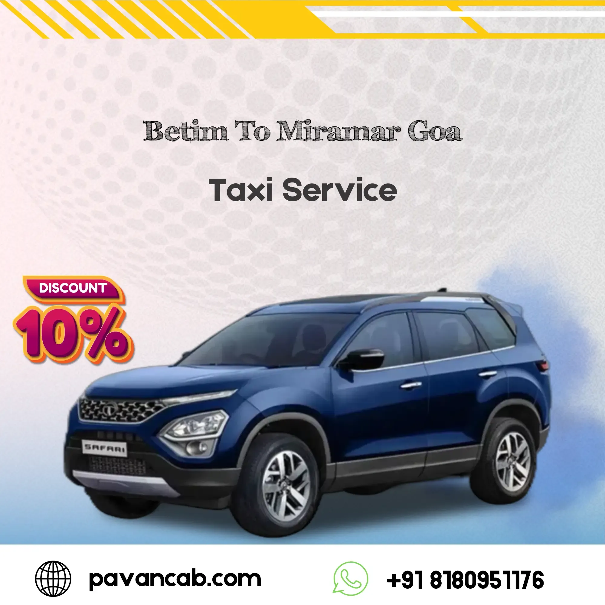 Betim to Miramar Goa Taxi Service